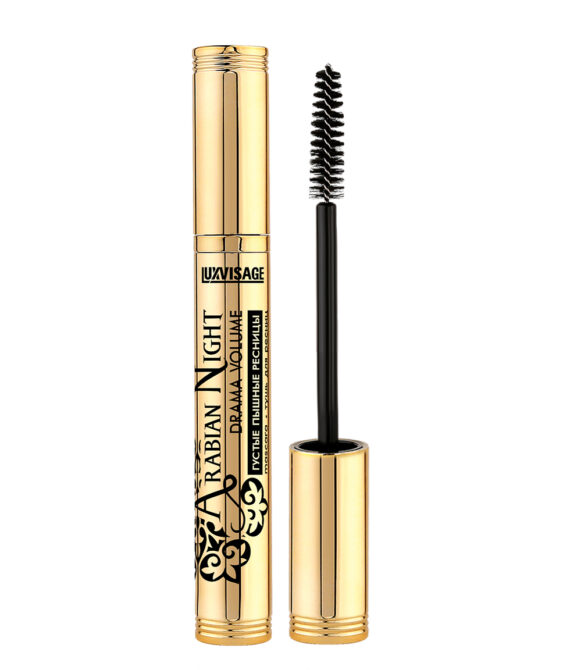 თვალის ტუში LUXVISAGE Arabian Night drama volume, მკვრვი,  მოცულობით წამწამი, შავი