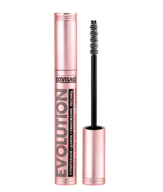 თვალის ტუში LUXVISAGE EVOLUTION ძლიერი მოცულობა, სიგრძე, წამწამის გამრავლება, შავი