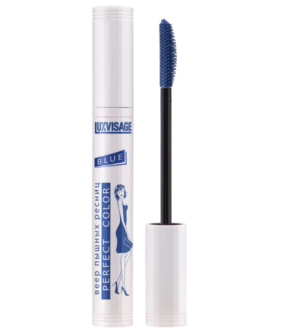 თვალის ტუში LUXVISAGE PERFECT COLOR ფუმფულა წამწამები, მარაოს ეფექტით BLUE